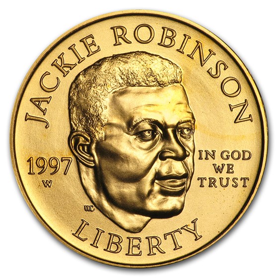 1997-W Gold $5 Commem Jackie Robinson BU (w/Box & COA) 1997-W Gold $5 Commem Jackie Robinson BU (w/Box & COA)